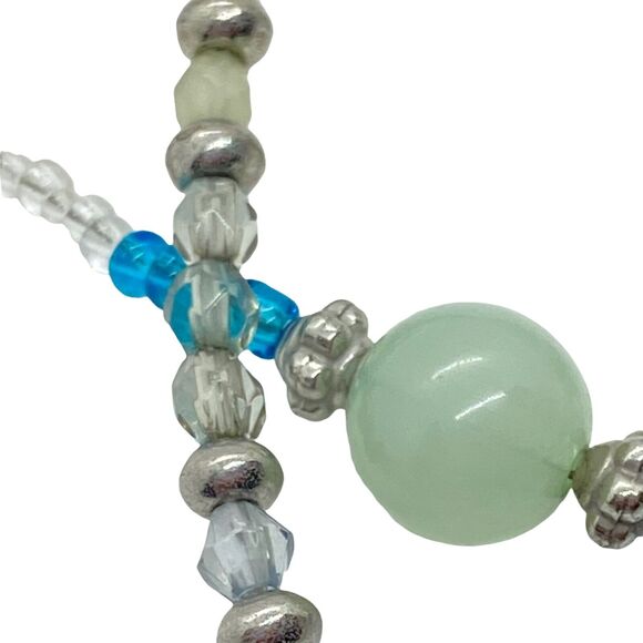 Lia Sophia Necklace Womens Silver Tone Three Strand Stone Crystal Shell Beaded - Picture 4 of 16